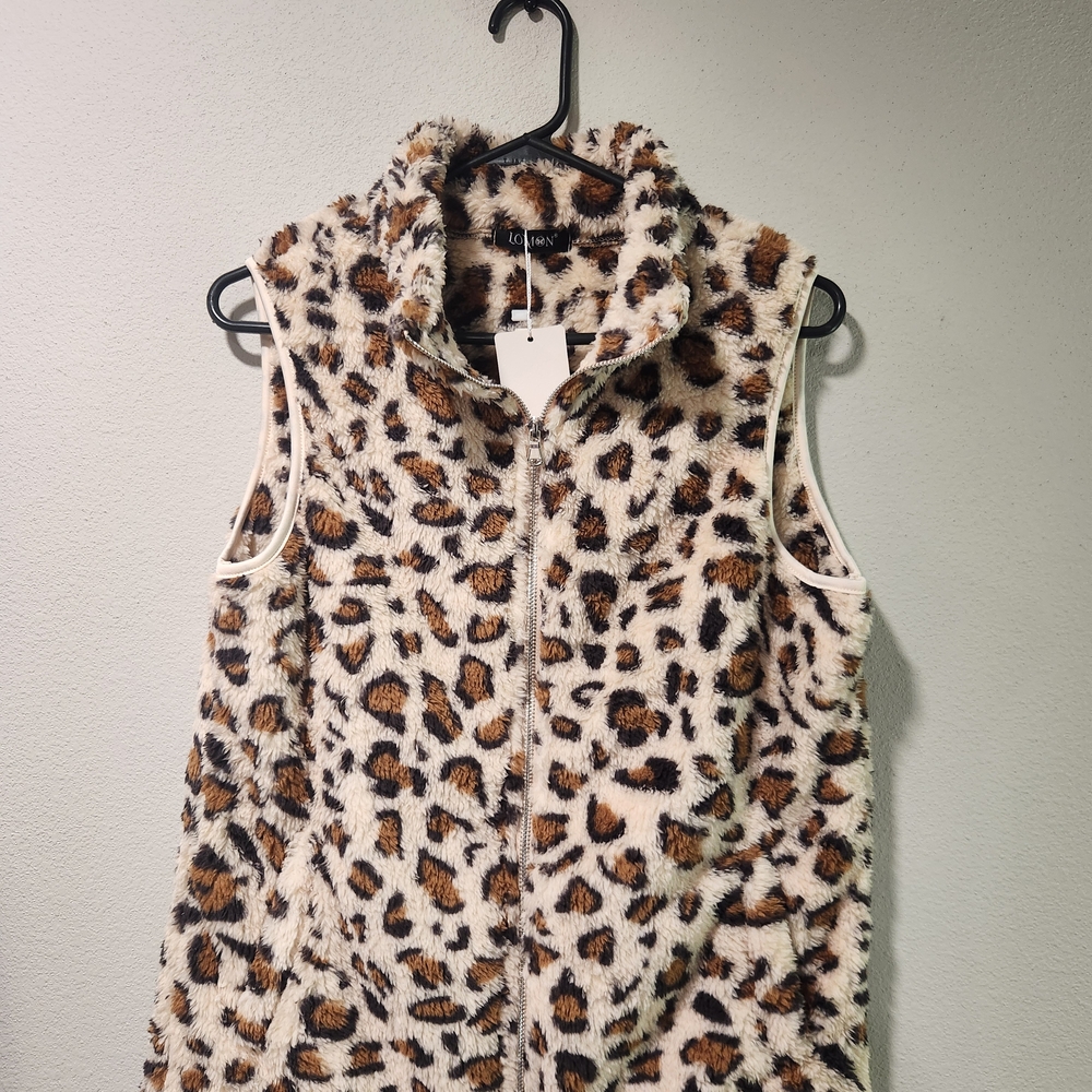 Leopard Print Fuzzy Vest